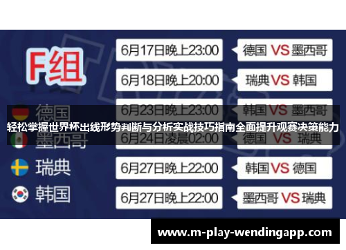 轻松掌握世界杯出线形势判断与分析实战技巧指南全面提升观赛决策能力